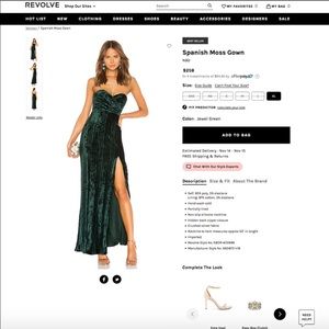 Small Spanish Moss Gown in Jewel Green
NBD